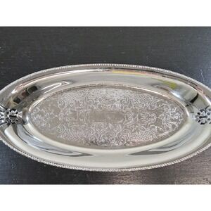 Krome Kraft Faber Bros New York SIlver Plated Oval Serving Platter Vintage 12x6